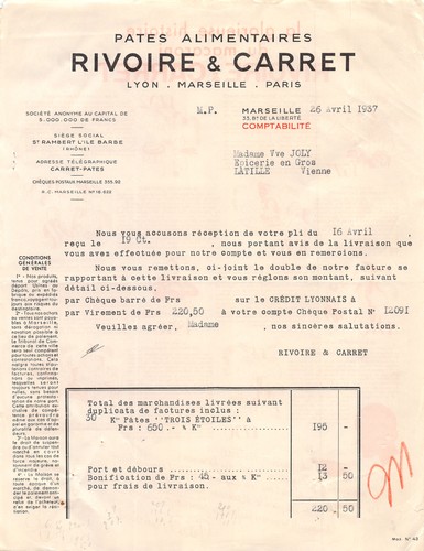 1937 pates alimentaires - 1937,